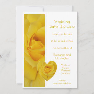 Yellow Rose Heart Design Wedding Save The Date