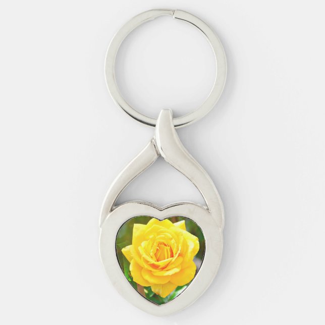 Yellow Rose Heart Key Chain (Front)