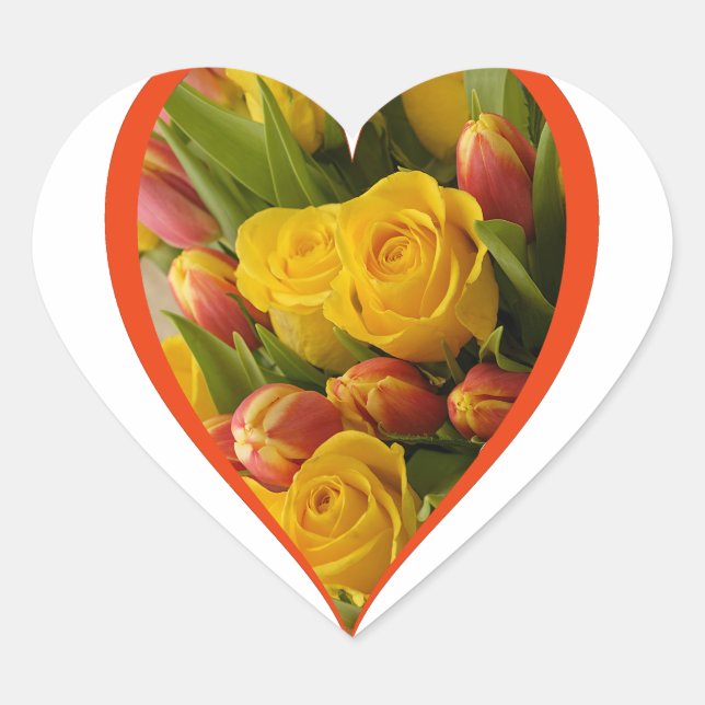 Yellow rose  heart sticker (Front)