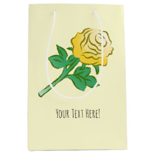 Yellow Rose Illustration Medium Gift Bag