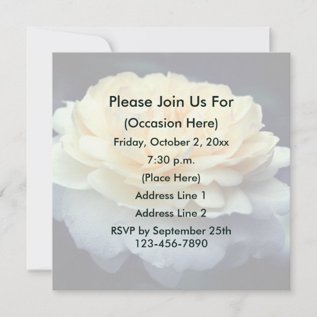Yellow Rose In Bloom Personalized Floral  Invitation (Front)