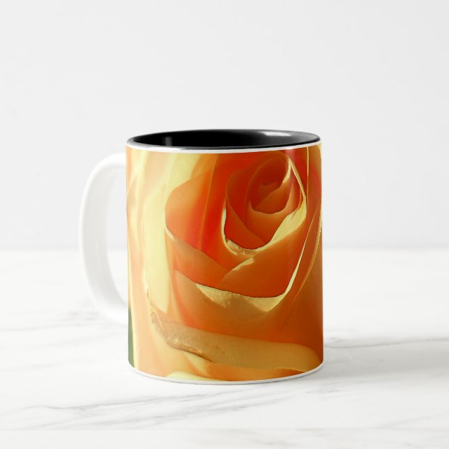 Yellow Rose in Full Bloom Two-Tone Coffee Mug (Front Left)