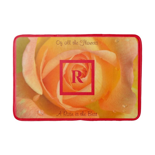 Yellow Rose is the Best Monogrammed Personalized Bath Mat (Front)