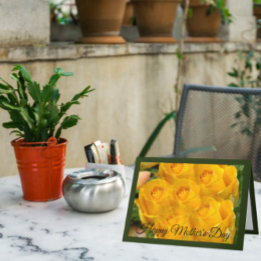 Yellow Rose Kaleidoscope Green Mothers Day Card