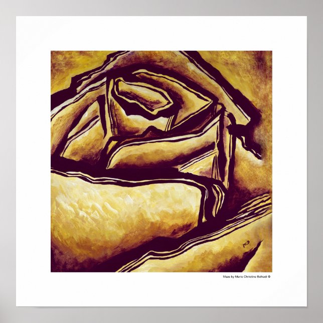 Yellow Rose Maze Abstract Floral MC Belkadi Poster (Front)