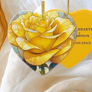 Yellow Rose Memorial  Ceramic Ornament