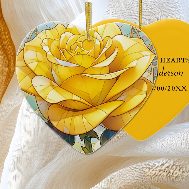 Yellow Rose Memorial  Ceramic Ornament (Creator Uploaded)