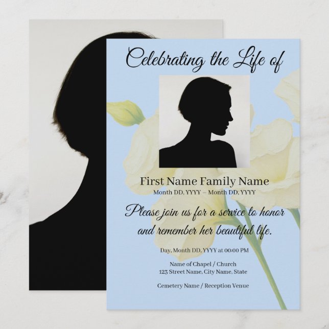 Yellow Rose memorial invitation (Front/Back)