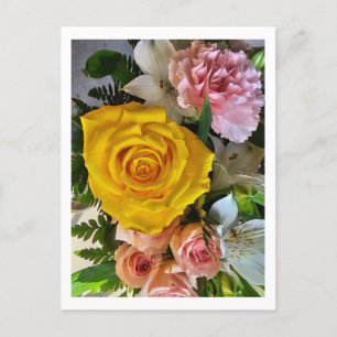 Yellow rose message holiday postcard