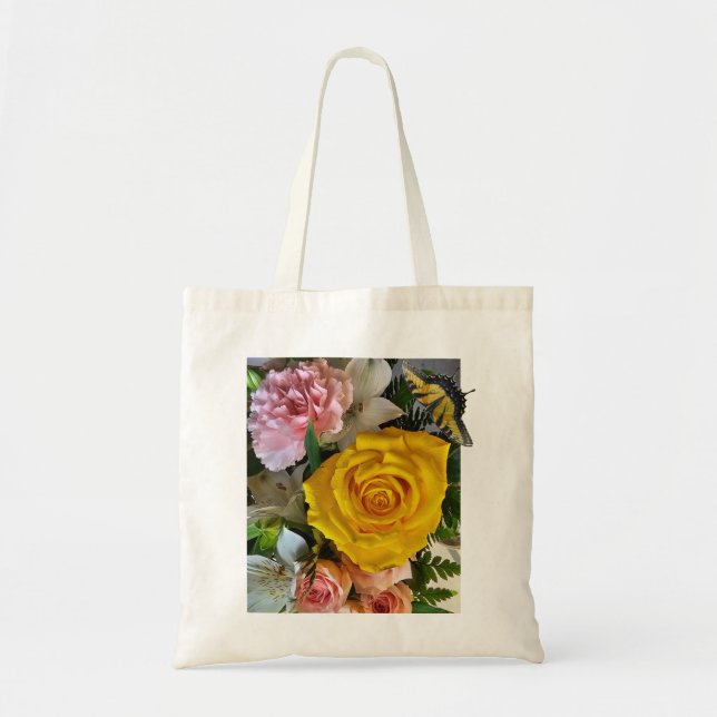 Yellow rose message tote bag (Front)
