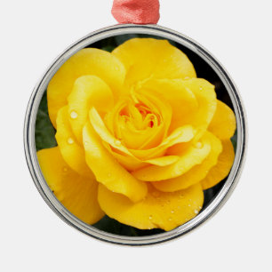 Yellow Rose Metal Ornament