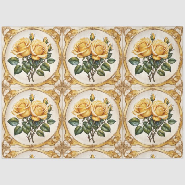 Yellow Rose Modern Beautiful Collection Tissue Paper (Front)
