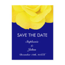 Yellow Rose Navy Blue Cute Save The Date Cool