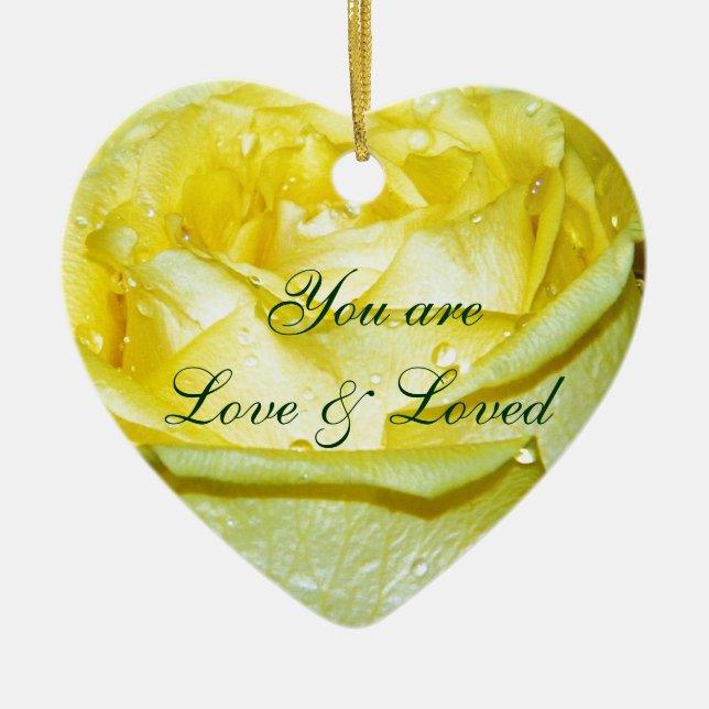 Yellow Rose of Love_ Ceramic Ornament (Front)