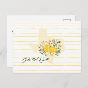 Yellow Rose of Texas - Gingham State Save the Date Postcard