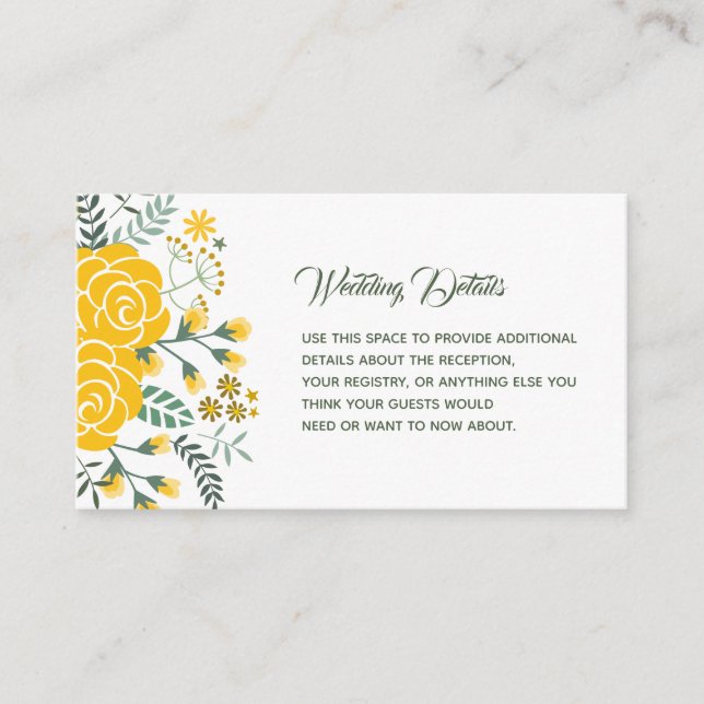 Yellow Rose of Texas - Gingham State Wedding Enclosure Card (Front)