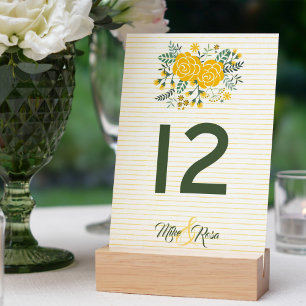 Yellow Rose of Texas - Gingham State Wedding Table Number