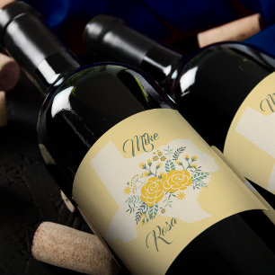 Yellow Rose of Texas - Gingham State Wedding Wine Label