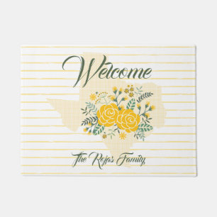 Yellow Rose of Texas - Gingham State with Roses Doormat