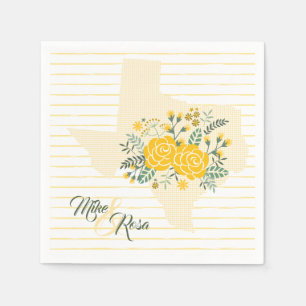 Yellow Rose of Texas - Gingham State with Roses Napkin
