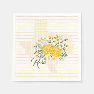 Yellow Rose of Texas - Gingham State with Roses Napkin