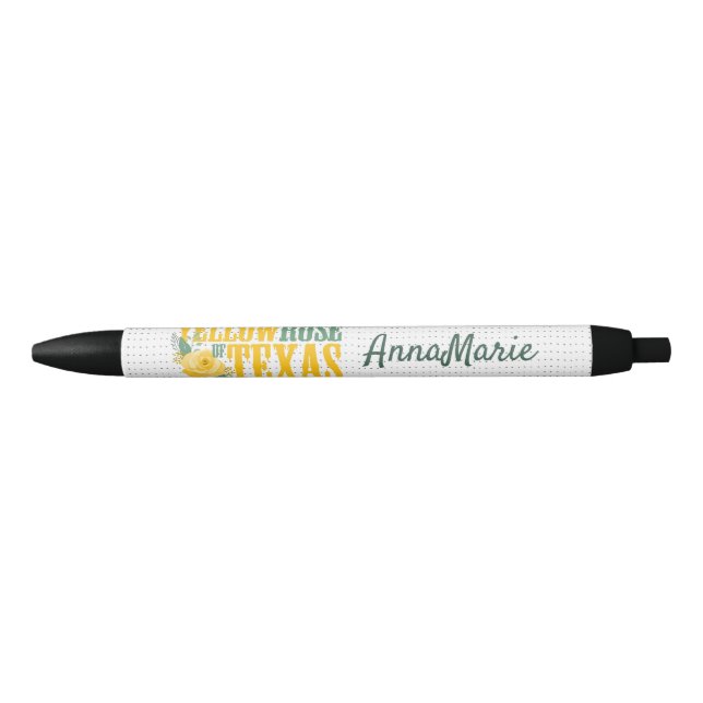 Yellow Rose of Texas - Single Rose Black Ink Pen (Front)