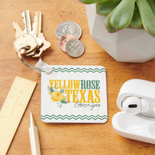 Yellow Rose of Texas - Single Rose Keychain