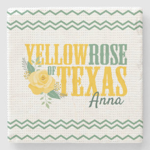 Yellow Rose of Texas - Single Rose Stone Coaster