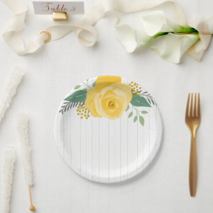 Yellow Rose of Texas Wedding Paper Plate