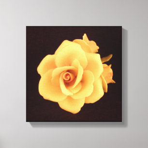 Yellow Rose on Matte Black Canvas Print