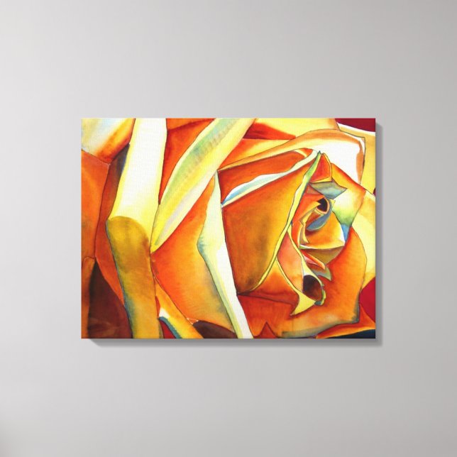 Yellow Rose original watercolor art flower Canvas Print (Front)