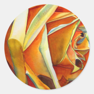Yellow Rose original watercolor art flower Classic Round Sticker