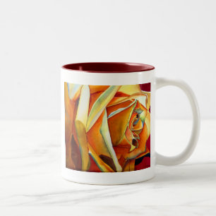 Yellow Rose original watercolor art flower Two-Tone Coffee Mug