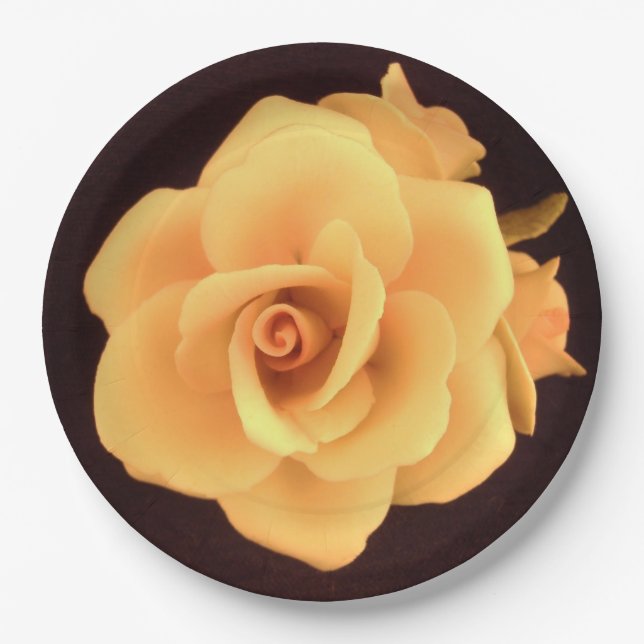 Yellow Rose Paper Plate (Front)