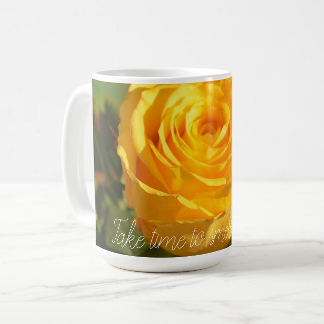 Yellow Rose Personalized Coffee Mug (Front Left)