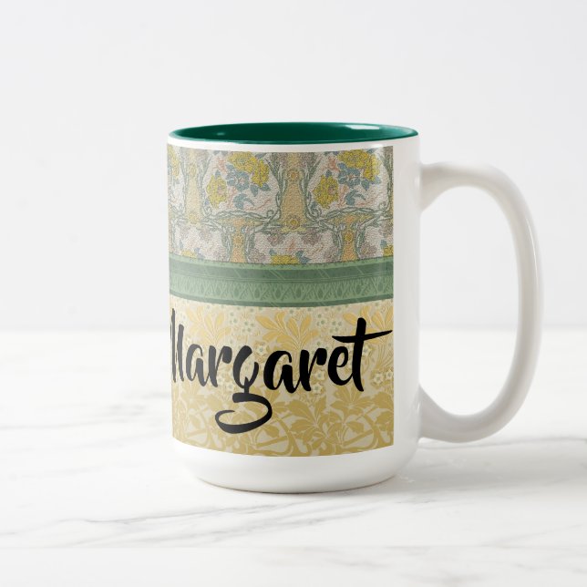Yellow Rose Personalized Two-Tone Coffee Mug (Right)