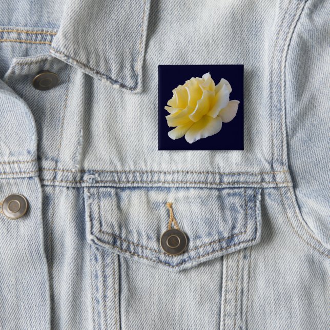 Yellow rose petals 2 inch square button (In Situ)