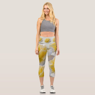 Yellow rose petals capri leggings