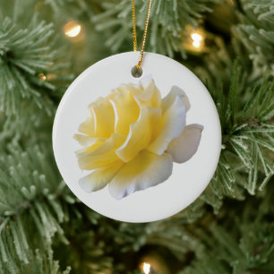 Yellow rose petals ceramic ornament