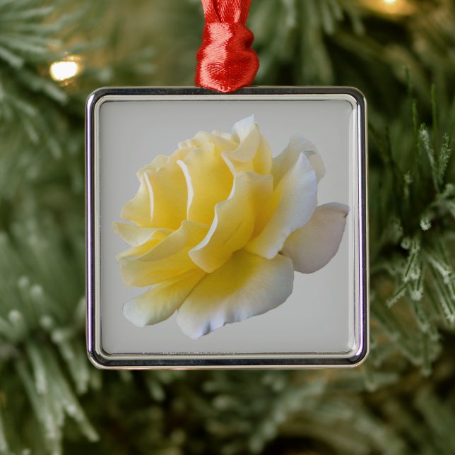 Yellow rose petals metal ornament (Tree)