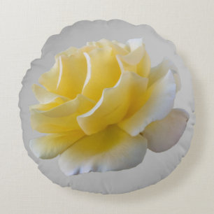 Yellow rose petals round pillow