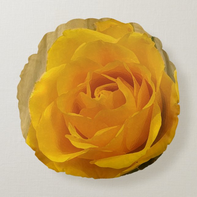 Yellow Rose Petals Round Pillow (Front)