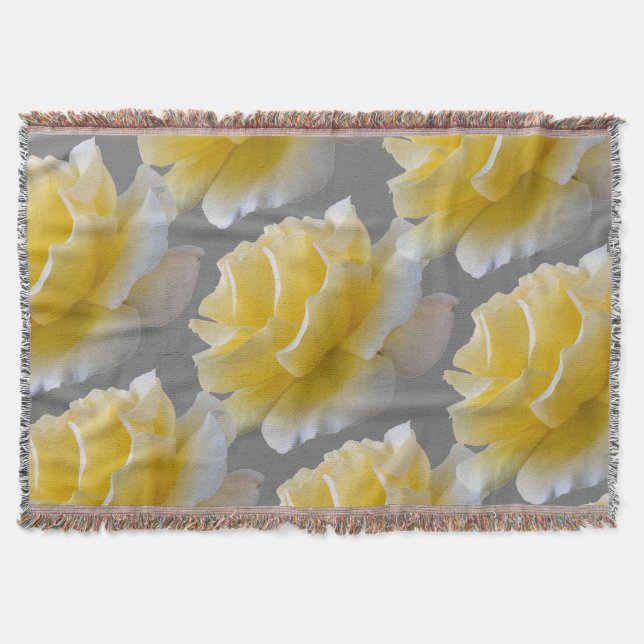 Yellow rose petals throw blanket (Front)