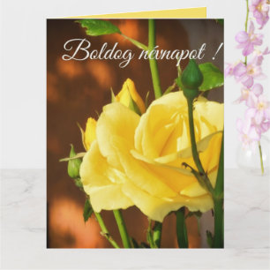 Yellow rose photo - Hungarian name day Card