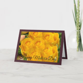 Yellow Rose Photo Pattern | Dark Red Holiday Card