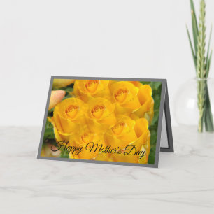 Yellow Rose Photo Pattern Grey Holiday Card