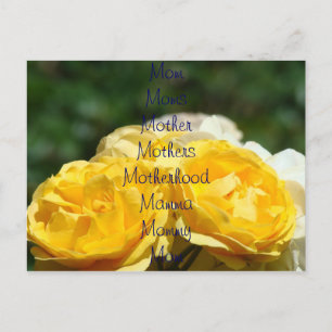 Yellow Rose Postcard Mom Moms Mother Mothers