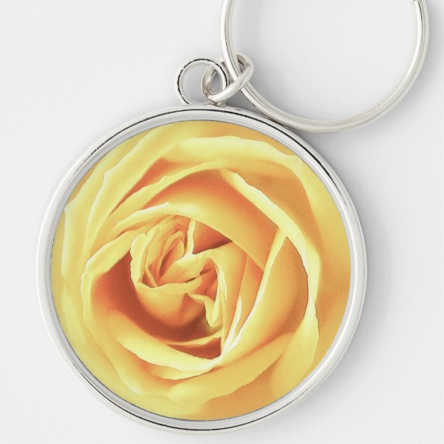 Yellow rose print keychain (Front)
