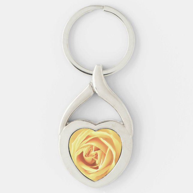 Yellow rose print keychain (Front)