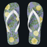 Yellow Rose & Purple Periwinkle Wedding Flip Flops<br><div class="desc">Beautiful vintage wedding style with yellow roses and purple periwinkle background. Perfect for a summer or spring garden wedding! elegant, sophisticated and classic.</div>